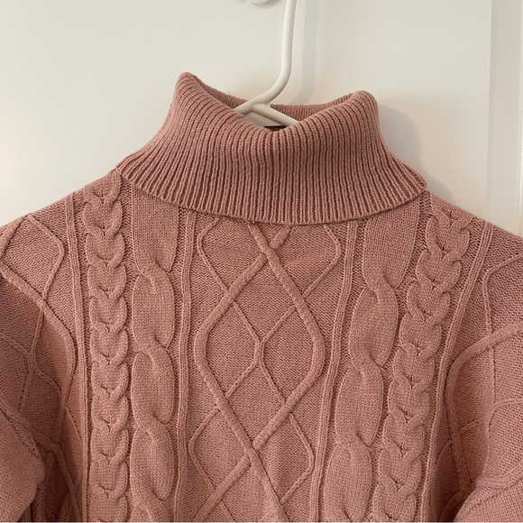 Lulus Snow is Falling Mauve Pink Cable Knit Turtleneck Sweater - Picture 7 of 14